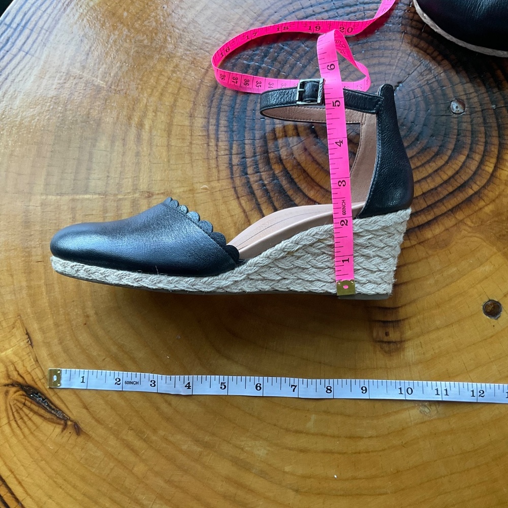 Vionic Anna Black and Tan Wedge Espadrilles Shoes for Women - Picture 11 of 12
